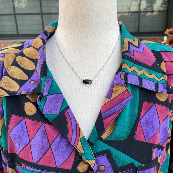 Lilli Ann Collections • Purple/Black • Large • Geometric • Blouse & Skirt Set - Picture 3 of 16